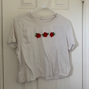 Embroidered Rose T-Shirt, a little cropped